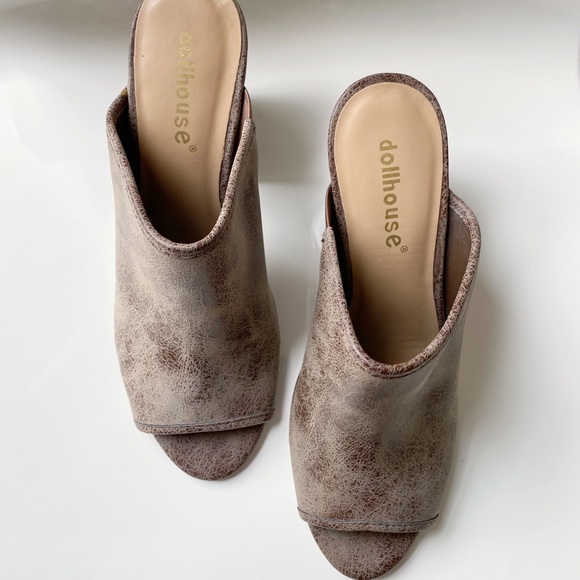 Peep Toe Chunky Heeled Mules - Picture 4 of 10